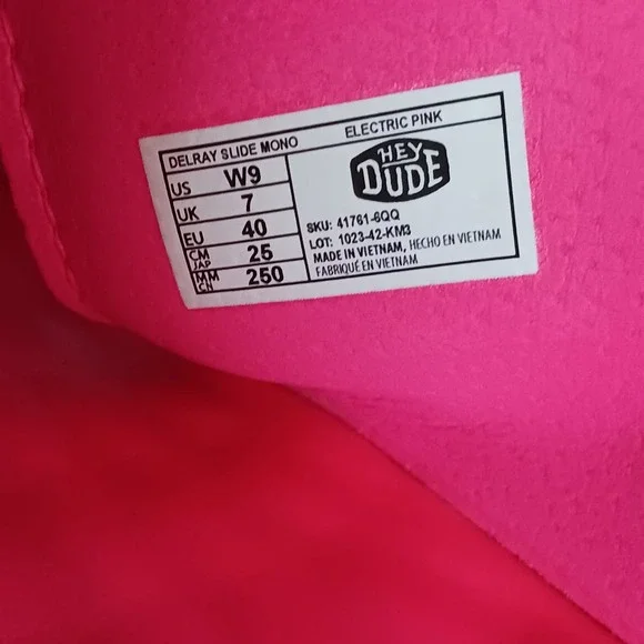 Hey Dude Delray Slide Mono Classic Women's Sandals Electric Pink Platform Sz 9 - Picture 11 of 12